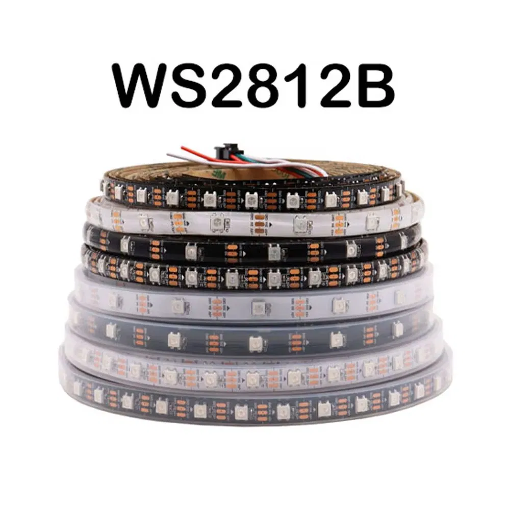 Ws2812b Ws2811 Ws2813 Ws2815 5050 Fita LED Rgbic Inteligente Ws2812 IC Endereçável Individualmente 30/60/144pixels/LEDs/M Luz DC5V/12V