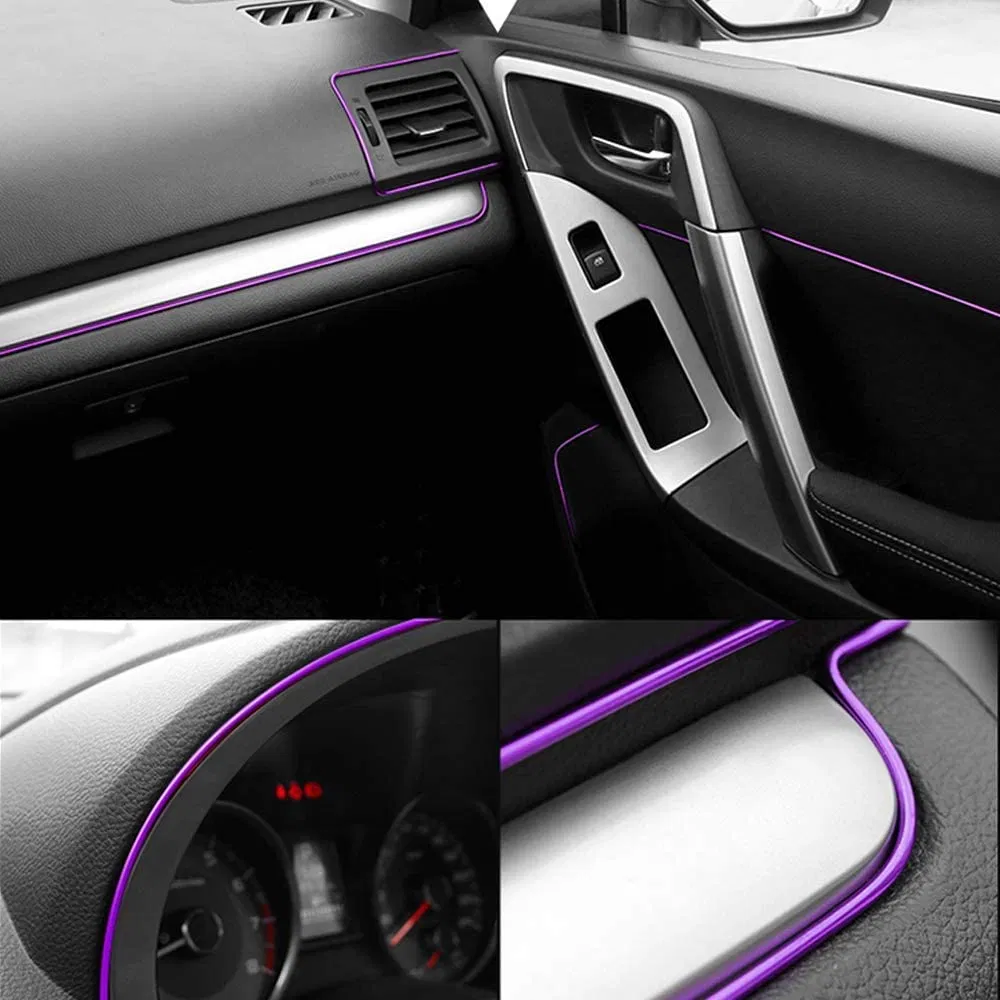 Iluminação Interior de Carro Fita LED Flexível Luz Neon Decorativa para Automóvel
