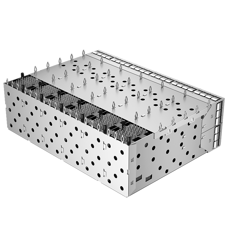TE Compatible 2347721-8 SFP28 Cage 240P Stacked 2x6 Ports Press Fit ZSFP+ Cage With Light Pipe