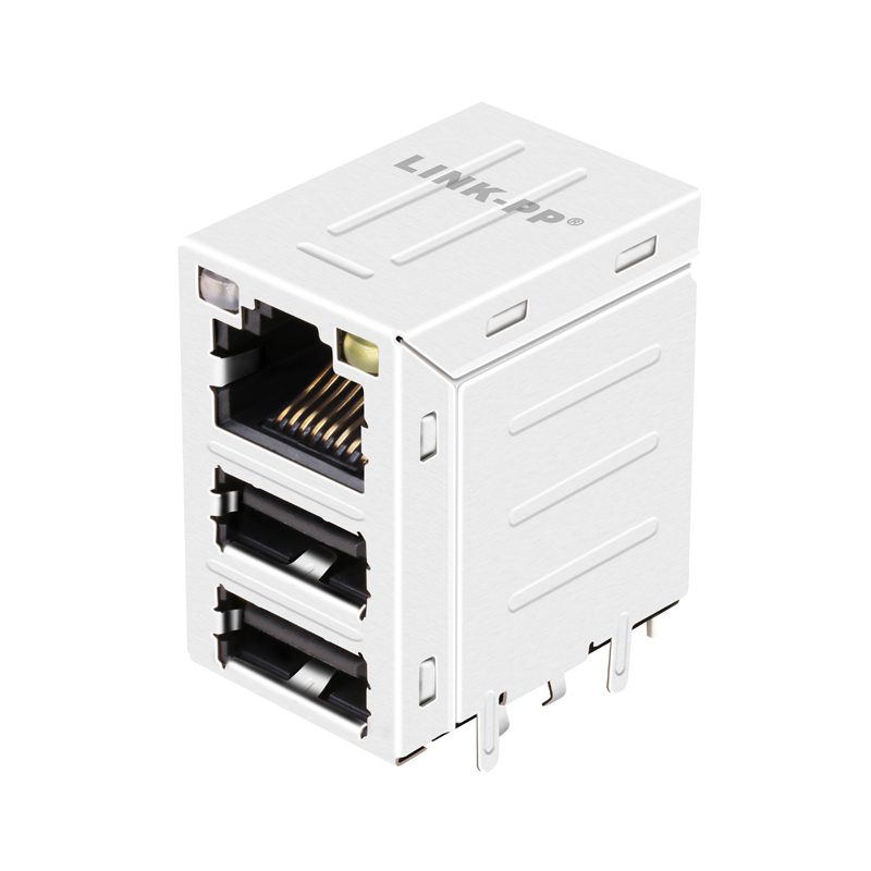 RU1-161A9WGF RU7-160F7G1F RU1-161A1Z2F With LEDs 100 Base-T Dual USB RJ45 Magnetic Jack