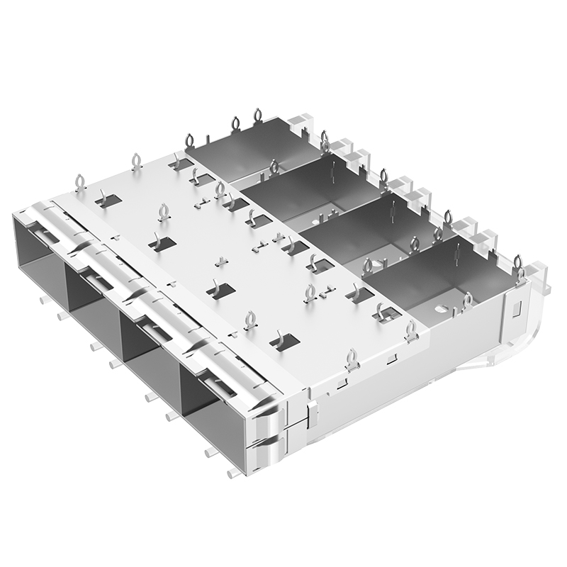 2110069-1 TE Compatible Ganged 1x4 Ports EMI Shielded Press Fit SFP+ Cage With Light Pipe