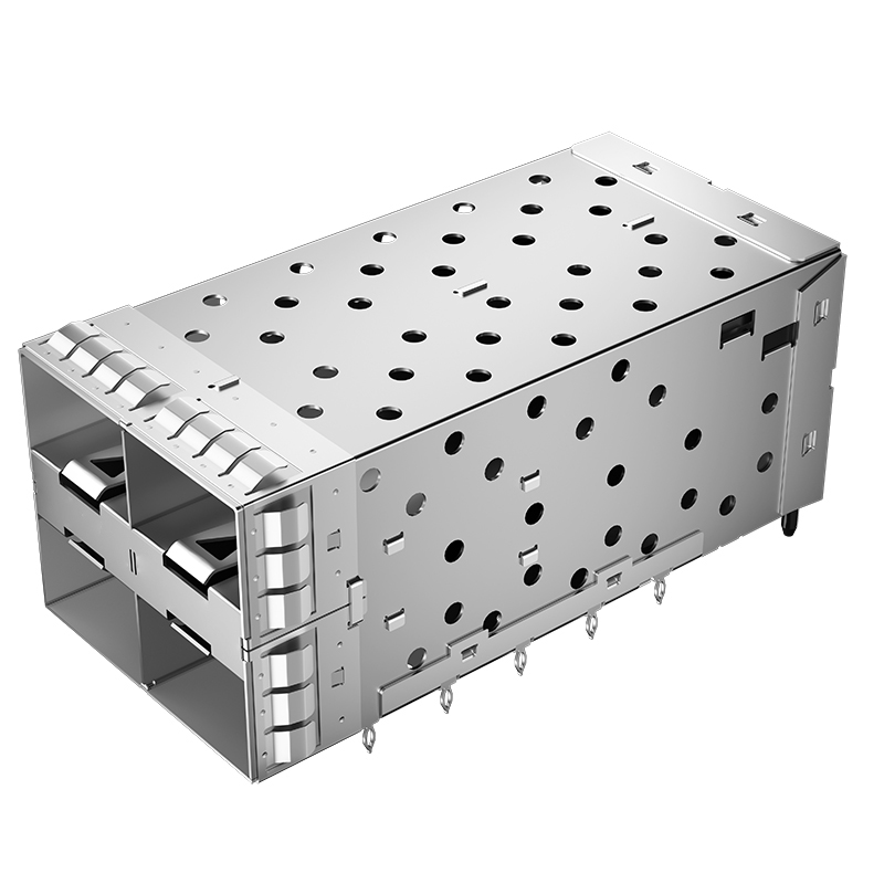 2007637-4 TE Compatible Through Hole 80P 2x2 Ports Press-Fit EMI Shielded SFP+ Cage With Connector