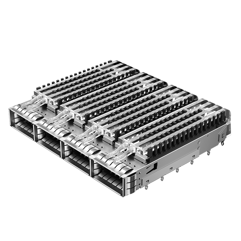 2-2170747-2 Light Pipe Press-Fit Through Hole EMI Shield Housing 1x4 SFP+ Cage With Heat Sink