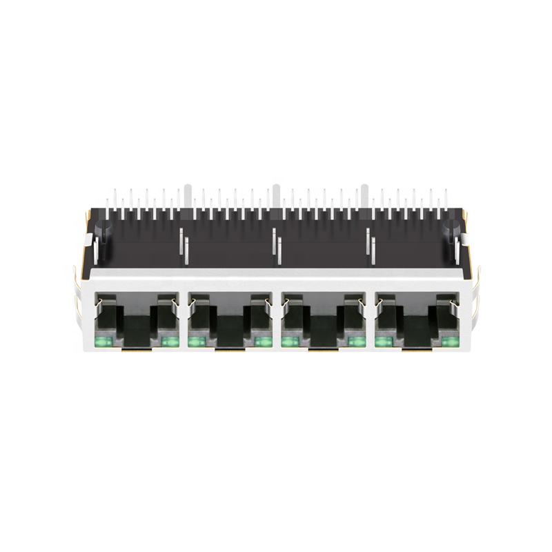 1x4 Port 1000 Base-T Shielded With LEDs Jack RJ 45 Connector LPJG48851AFNL