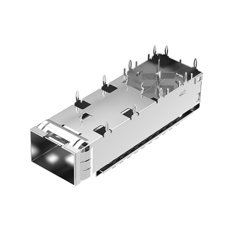 U77-E16E8-2001 Amphenol Compatible Through Hole 1 Port Press-Fit SFP+ Cage With Heat Sink