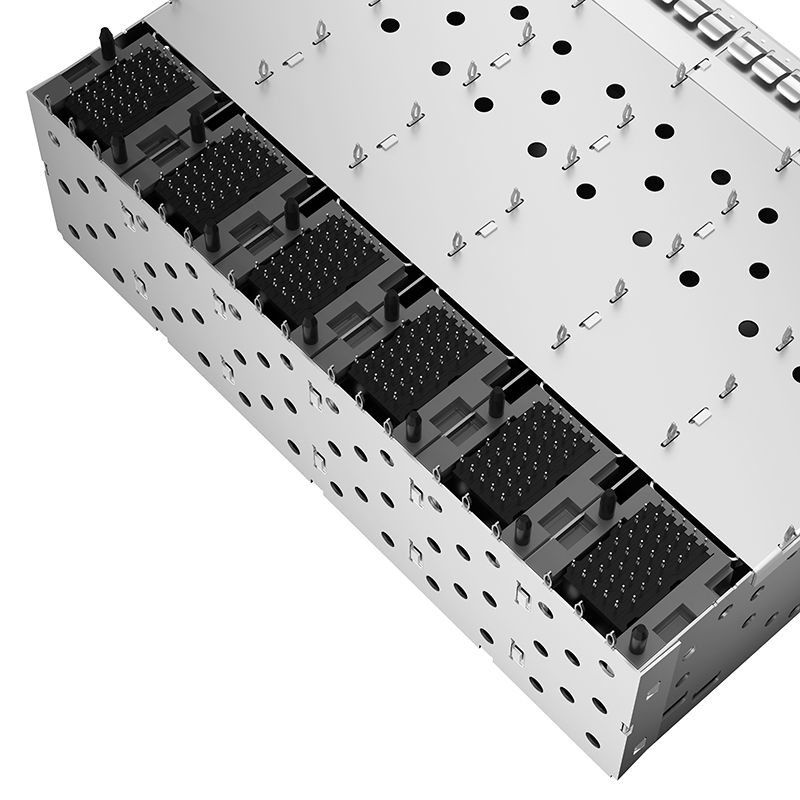 2180640-1 TE Replacement 240P 2x6 Ports Light Pipe Press-Fit SFP+ Cage With Integrated Connector