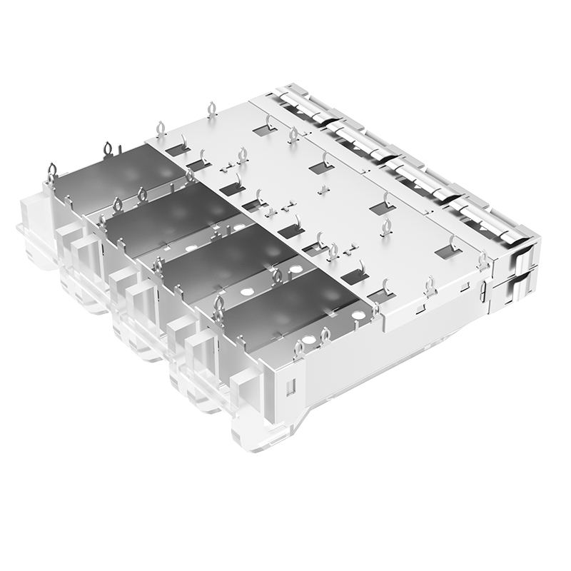 2110069-1 TE Compatible Ganged 1x4 Ports EMI Shielded Press Fit SFP+ Cage With Light Pipe