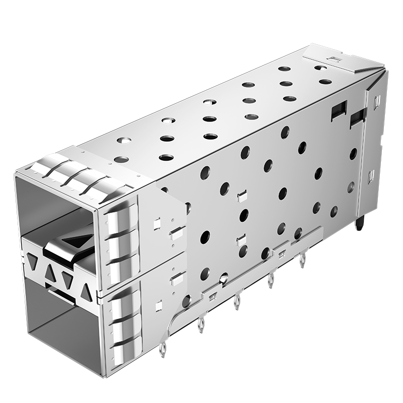 2007492-6 TE Compatible Through Hole 40P Press-Fit 2x1 Ports EMI Shielded SFP+ Cage With Connector