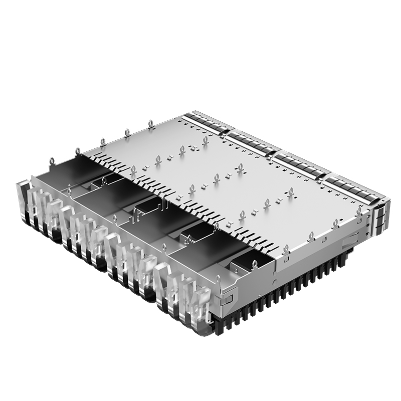 2-2170747-2 Light Pipe Press-Fit Through Hole EMI Shield Housing 1x4 SFP+ Cage With Heat Sink