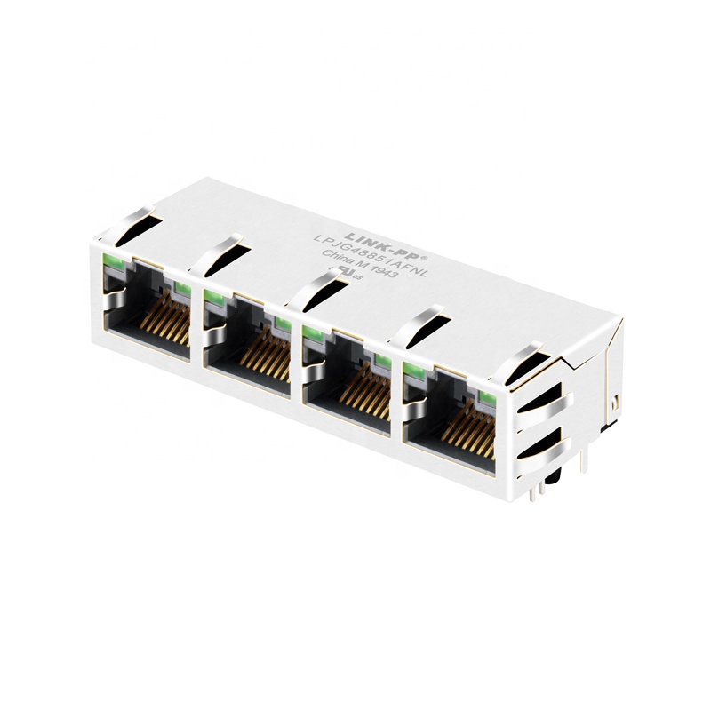 1x4 Port 1000 Base-T Shielded With LEDs Jack RJ 45 Connector LPJG48851AFNL