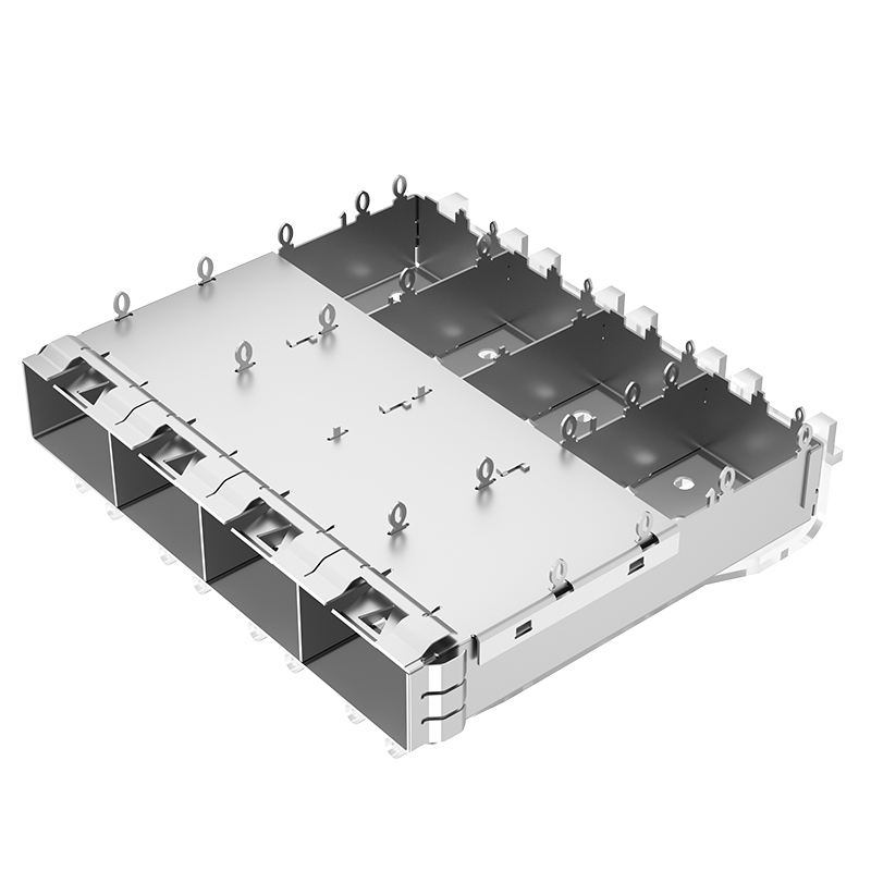2198721-1 TE Compatible Through Hole EMI Shielded 1x4 Ports Press-Fit ZSFP+ Cage With Light Pipe