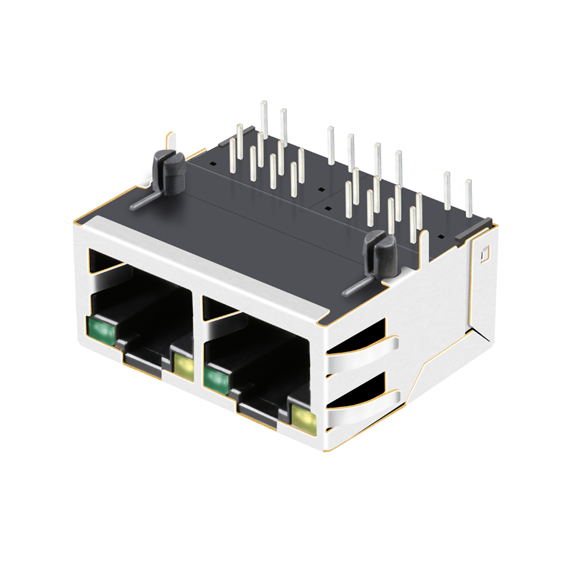 Standard 1x2 Port Ethernet RJ45 Modular Jack with Magnetics