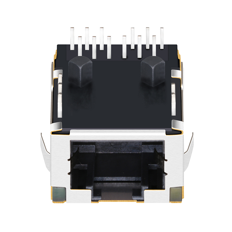 Tab up Low Profile Magnetic RJ 45 Socket Shielded 1 Port 10G Female RJ45 Jack