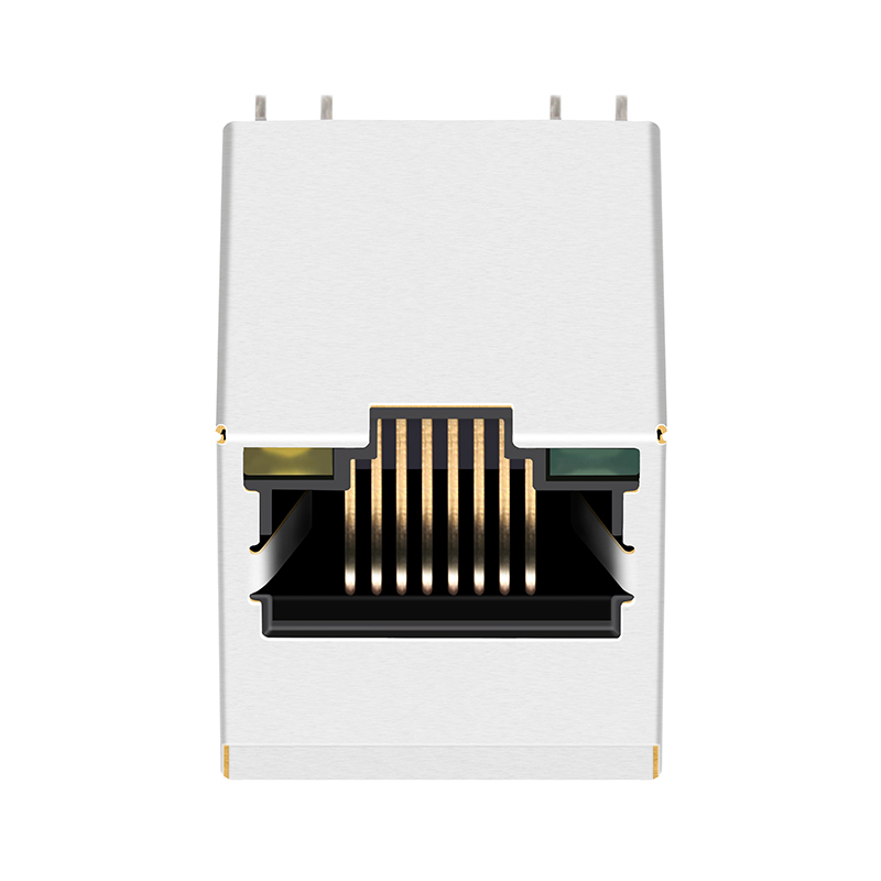 HFJV1-E2450-L12RL 10/100 Base-t Vertical Top Entry Female Magnetic Ethernet RJ45 Connector With Leds
