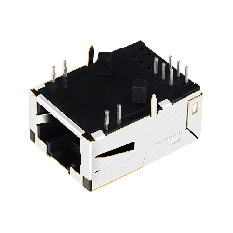 L829-1D1T-91 Tab up 10/100 Base-t Ethernet Magnetic Low Profile RJ45 Jack Connector With Led