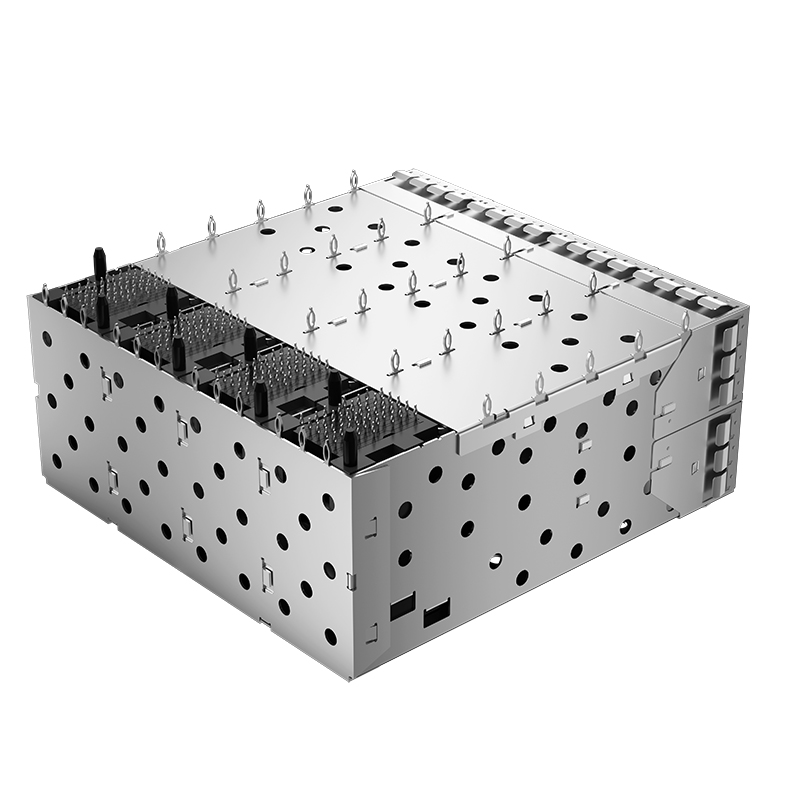 2007399-4 TE Compatible Through Hole 160P 2x4 Ports EMI Shielded Press-Fit SFP+ Cage With Integrated Connector