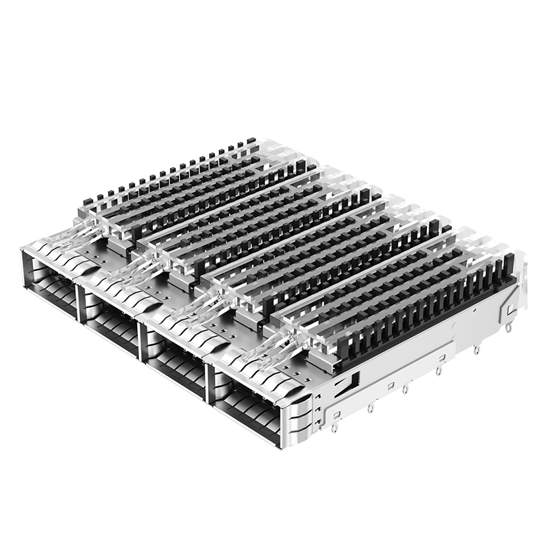2170790-2 TE Compatible Through Hole 1x4 Ports Light Pipe Press-Fit SFP Cage With Heat Sink
