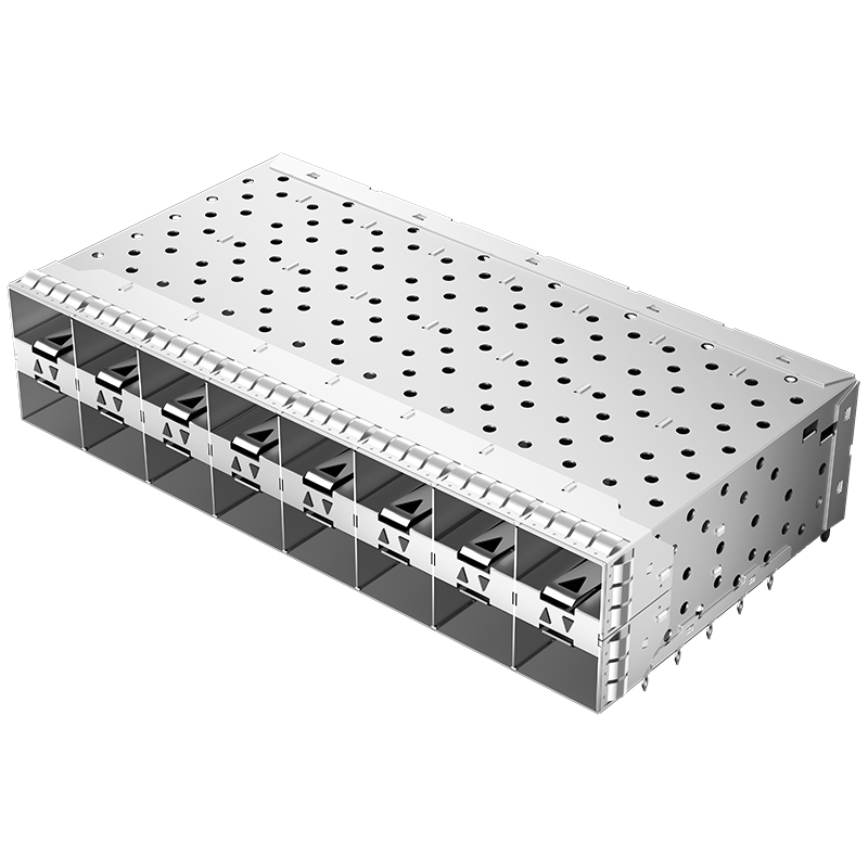2169788-6 TE Compatible Through Hole 320P EMI Shielded 2x8 Ports Inner Lightpipe Press-Fit SFP+ Cage With Connector