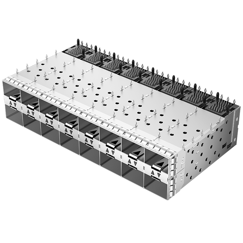 2169788-6 TE Compatible Through Hole 320P EMI Shielded 2x8 Ports Inner Lightpipe Press-Fit SFP+ Cage With Connector