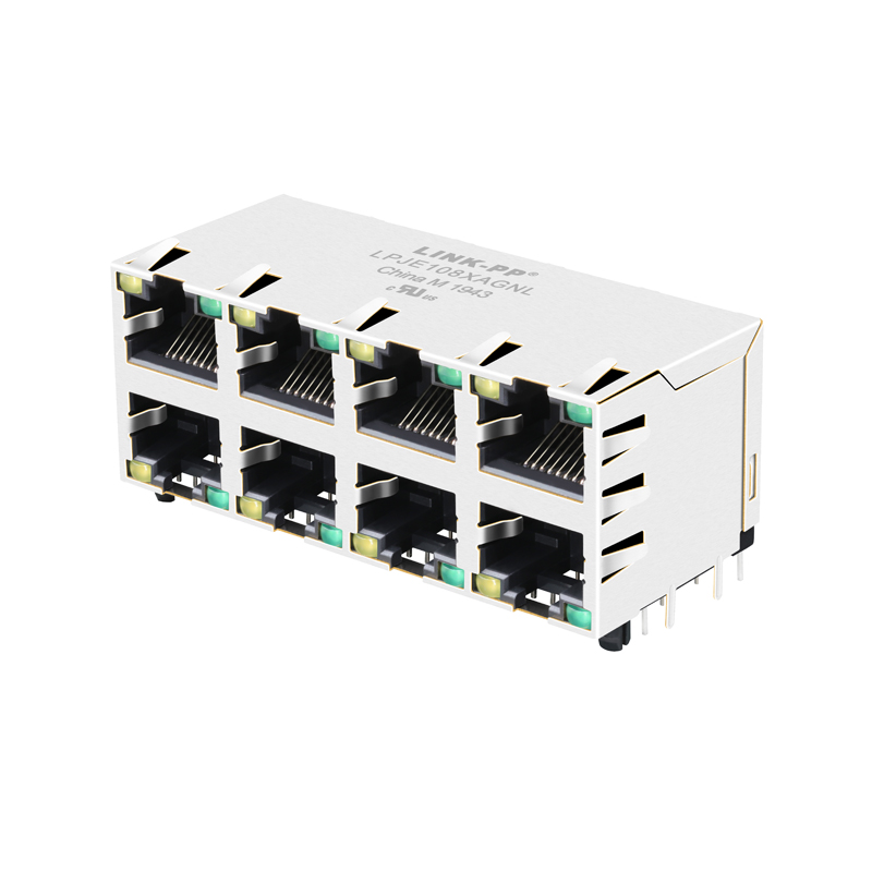 RJSNE-5381-08 RJSAE-5385-08 Without Magnetics 2x4 Port 8 Pin Ethernet RJ45 Connector