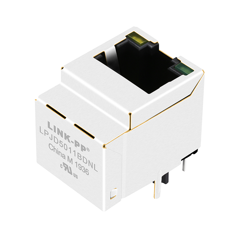 HFJV1-E2450-L12RL 10/100 Base-t Vertical Top Entry Female Magnetic Ethernet RJ45 Connector With Leds