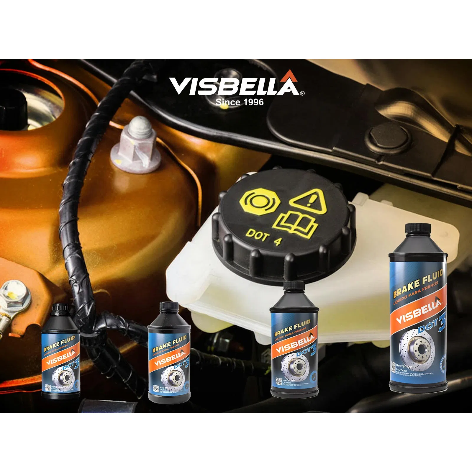 Visbella Brand Factory Supply Best DOT 3/DOT4 Brake Fluid