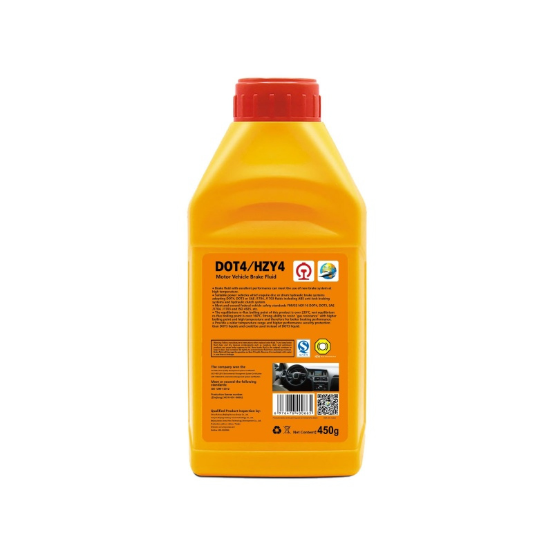 DOT3/DOT4 Brake Fluid That Meets ISO9001 Standards, Excellent Thermal Safety, and Safer Braking