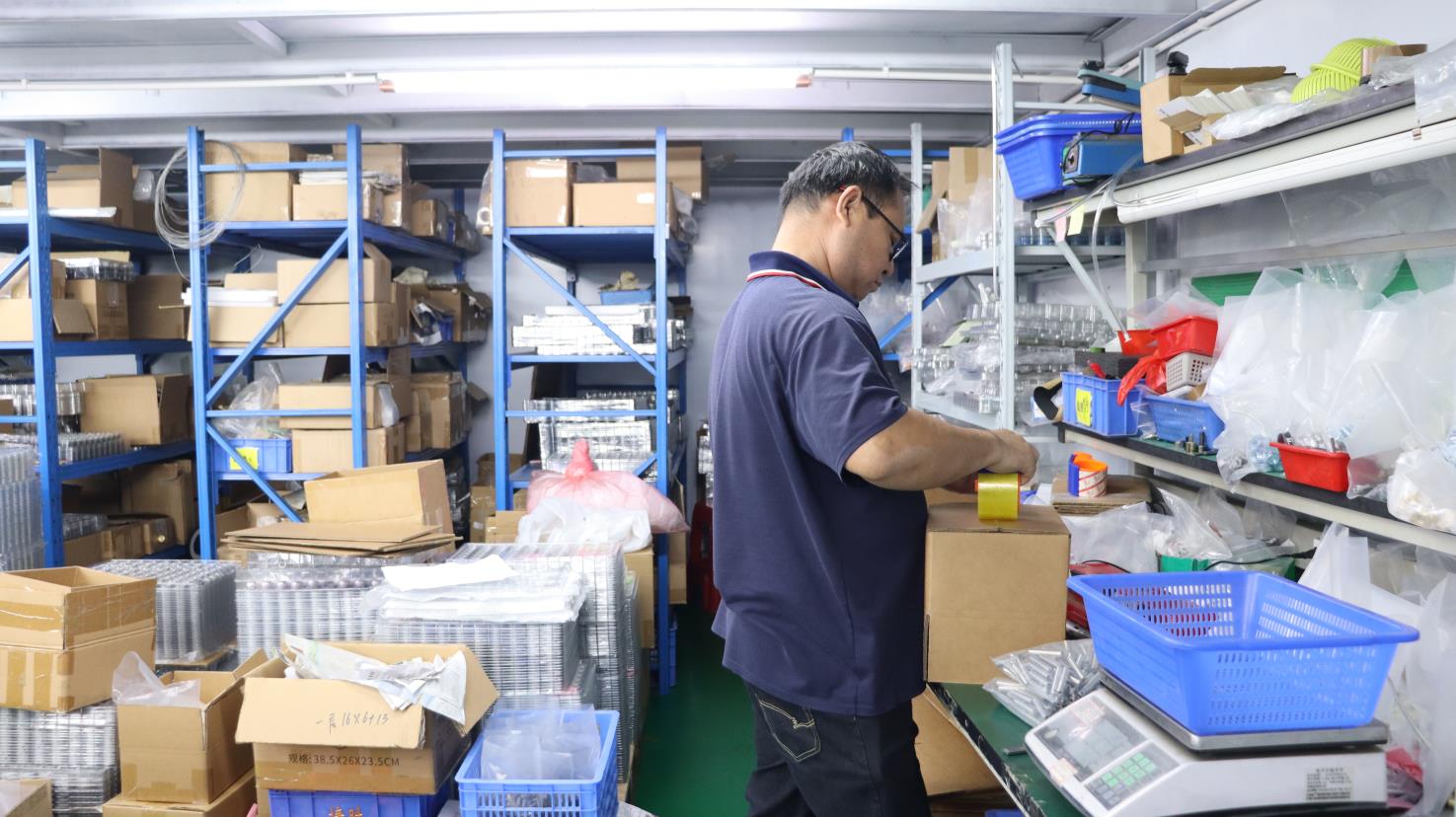 Quality control and packaging of automotive brake components at Zizel Auto warehouse