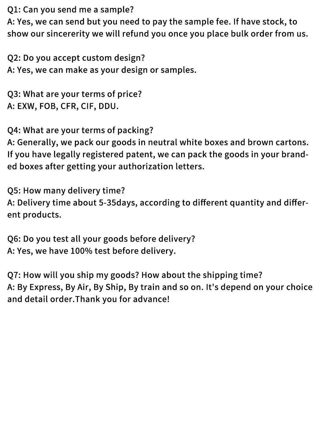 Auto Parts Description