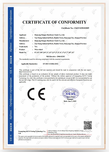 Dongze cutting tools CE certification and compliance document